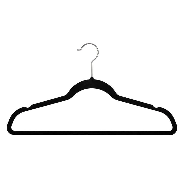 RIVARRO - RIVARRO - Ganchos para Ropa de Terciopelo, 50 Unidades, Caja, Color Negro, Perchas de Ropa, Calidad Premium Gancho 360 Grados Ganchos