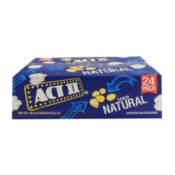 Act II - Palomitas para microondas Naturales. 24 sobres de 87 gramos cada uno.