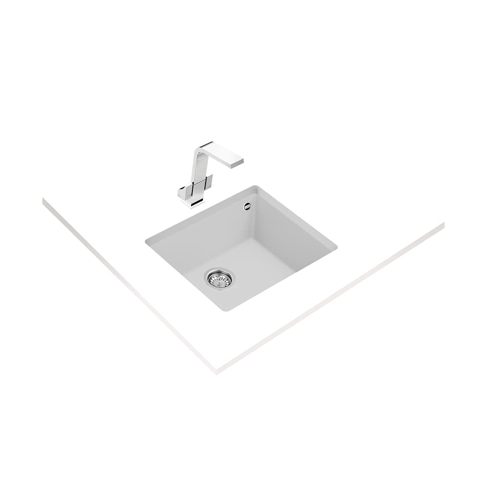 Teka 115230024 Fregadero de cocina hecho de granito (granito) con un solo tazón cuadrado 50.40 TG blanco-115230024, 540 x 440 mm, blanco ártico