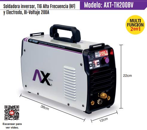AXT-TH200BV SOLDADORA INVERSOR TIG ALTA FRECUENCIA (HF) Y ELECTRODO, BIVOLTAJE 200A