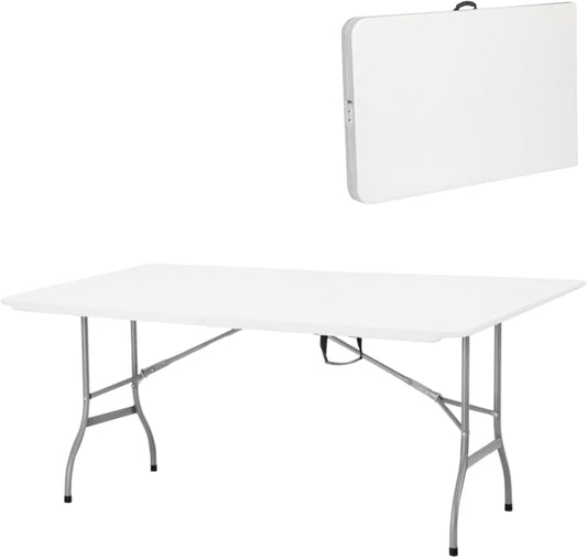 RIVARRO Mesa Plegable 1.80 Metros Extra Resistente Comedor para Jardin Plegable Mesa De Plastico Portafolio Mesa de Trabajo Multiusos Comedor Grande para Jardin