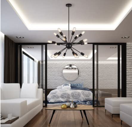 Empire Lighting - Lámpara Colgante LED Sputnik Andrómeda, Empire Lighting (focos incluidos). Lampara de Techo Negra, Moderna de 18 luces LED