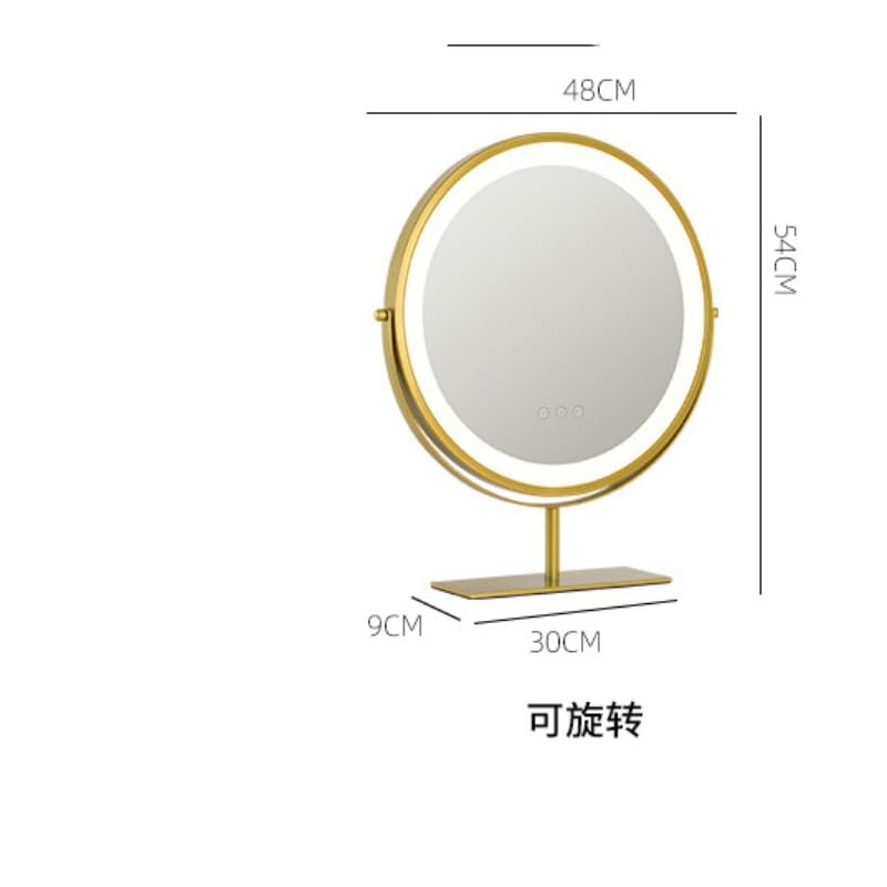NSOREA Espejo De Maquillaje De Escritorio LED Recargable Inteligente con Luz, Espejo De Tocador Giratorio For Dormitorio Femenino