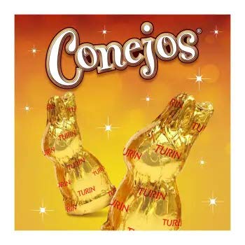 TURIN - CONEJITOS DE CHOCOLATE. Chocolate con leche. Vitrolero con 30 unidades. Total 600g CONEJOS TURIN de Chocolate Divertidos y Deliciosos