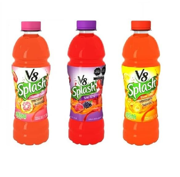 Jugo V8 Splash 500 mls con 4 sabores, Pack 12 botellas