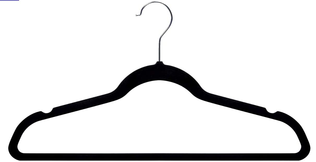 Ganchos - Ganchos para Ropa de Terciopelo50 Unidades Caja Color Negro Perchas de Ropa Calidad Premium Gancho 360 grados Ganchos para Camisas Sacos Chamarras Pantalones Pants y Ropa