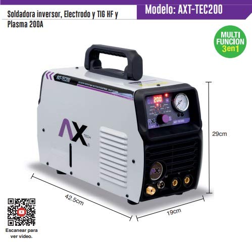 AXT - AXT-TEC200 3EN1 SOLDADORA INVERSOR, ELECTRODO, TIG HF Y PLASMA 200A