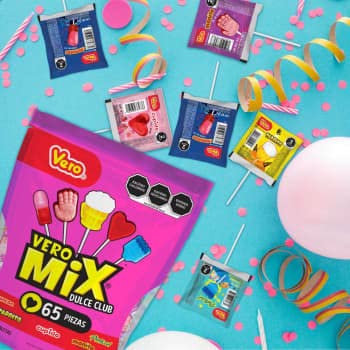 Surtido de Paletas Vero Mix Dulce Club Bolsa con 65 piezas (930 gramos)