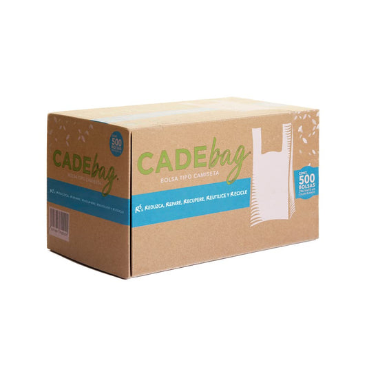 CADEBAG - Cadebag | 500 Bolsas tipo Camiseta Ecológica de 29 x 55 x 16 cm