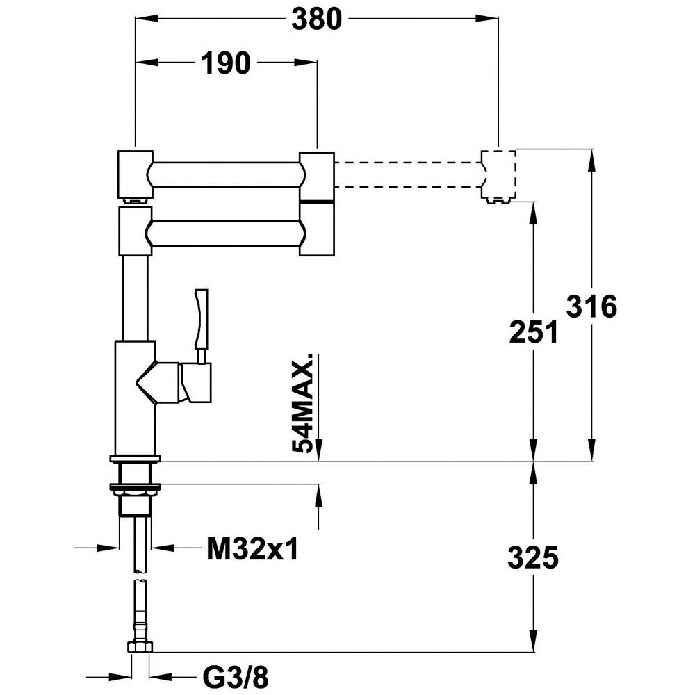 Teka - Teka INX 983 Cromo - Grifo (Cromo, 31.6 cm)