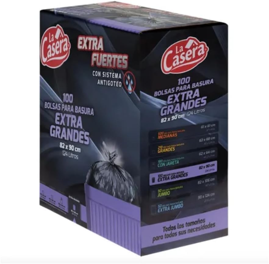 Bolsas para Basura Extra Grandes La Casera 100 piezas 124 L 82x90cm