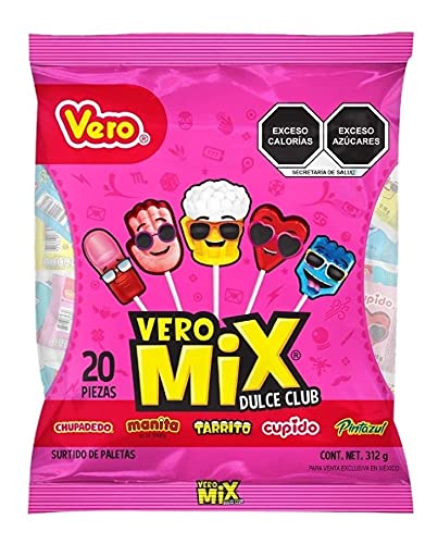 Vero - Surtido de Paletas Vero Mix Dulce Club Bolsa con 20 Pzas 312gr