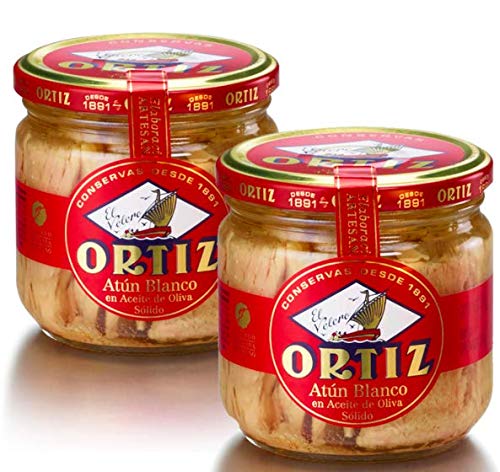 Atún Blanco en aceite de oliva Conservas Ortiz, 2 frascos de 400 gr