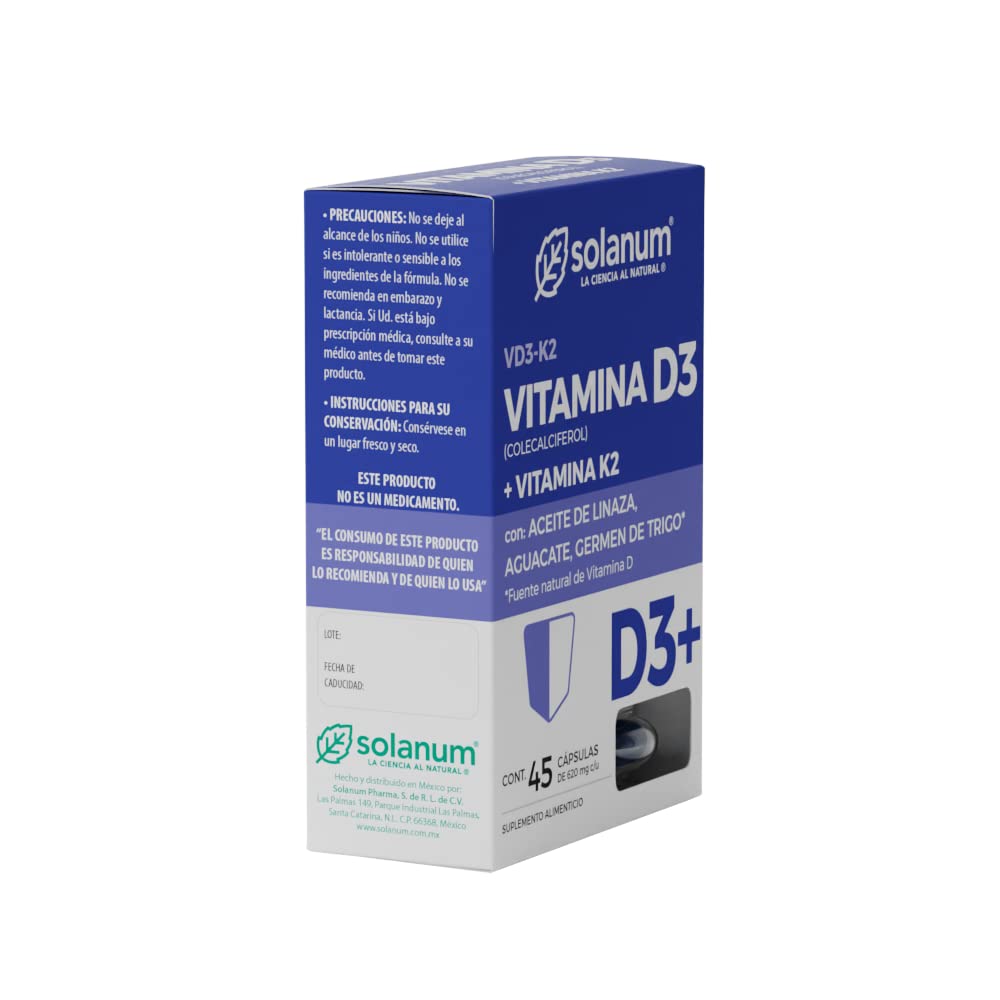 Vitamina D3 + Vitamina K2 45 Cápsulas by Solanum