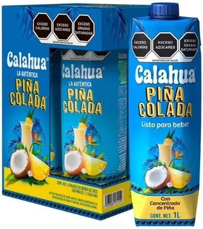 Bebida de Coco Calahua Piña Colada 4 pzas de 1 l c/u