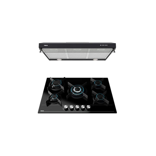 TEKA Combo Duetto Crystal Negro 75 Parrilla a Gas y Campana Extractora De Cocina