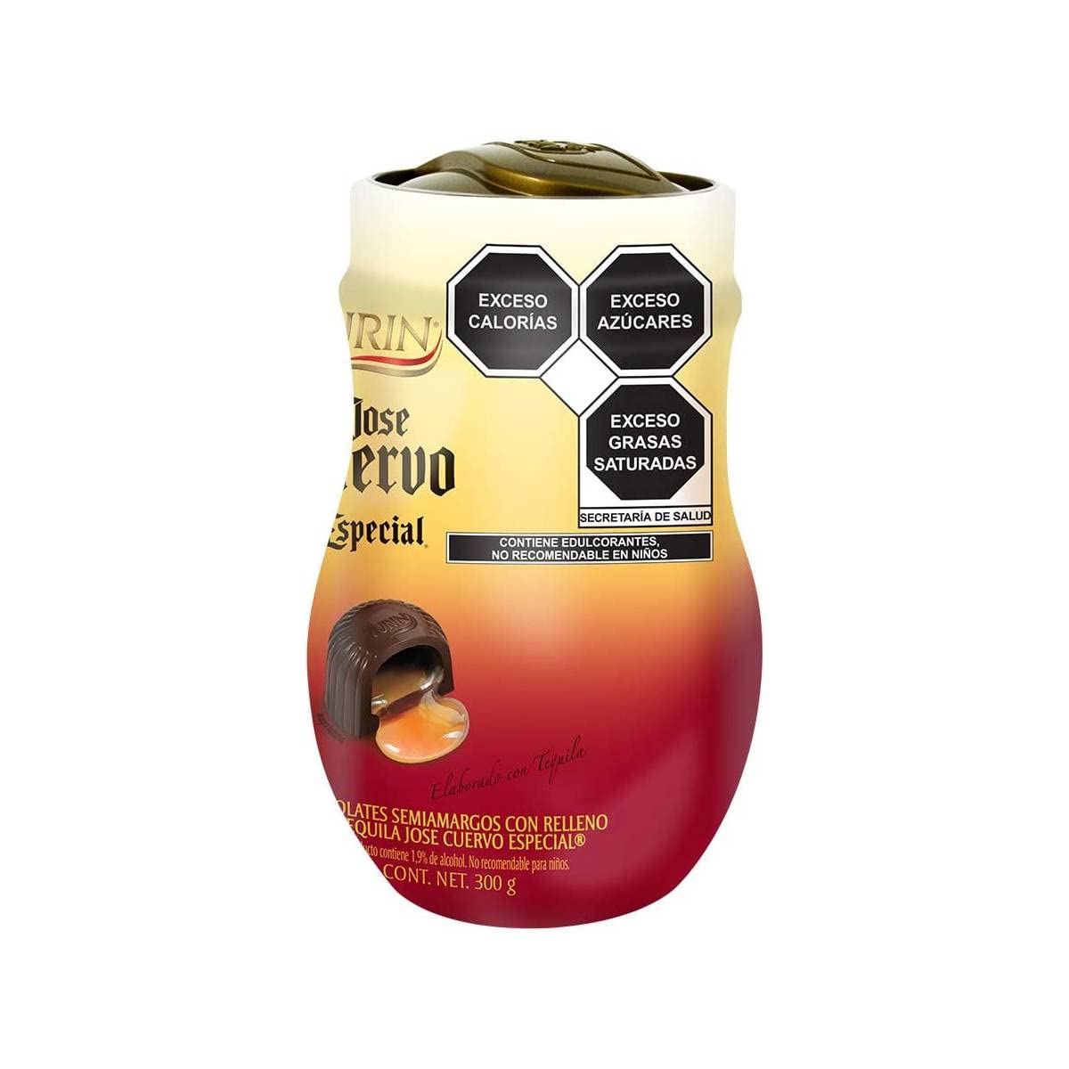 Turin Jose Cuervo Especial 300g Vitrolero Chocolates Semiamargos con relleno de tequila.
