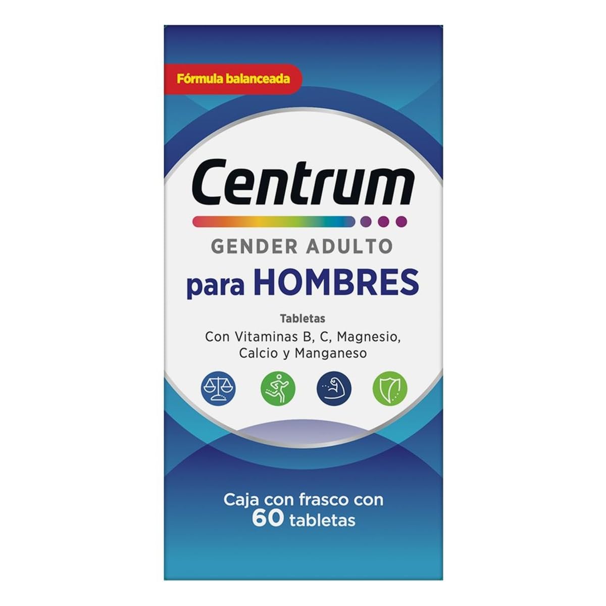 Centrum Gender Adulto Hombre Multivitamínico, Con Magnesio, Vitamina B y Vitamina C, 60 Tabletas