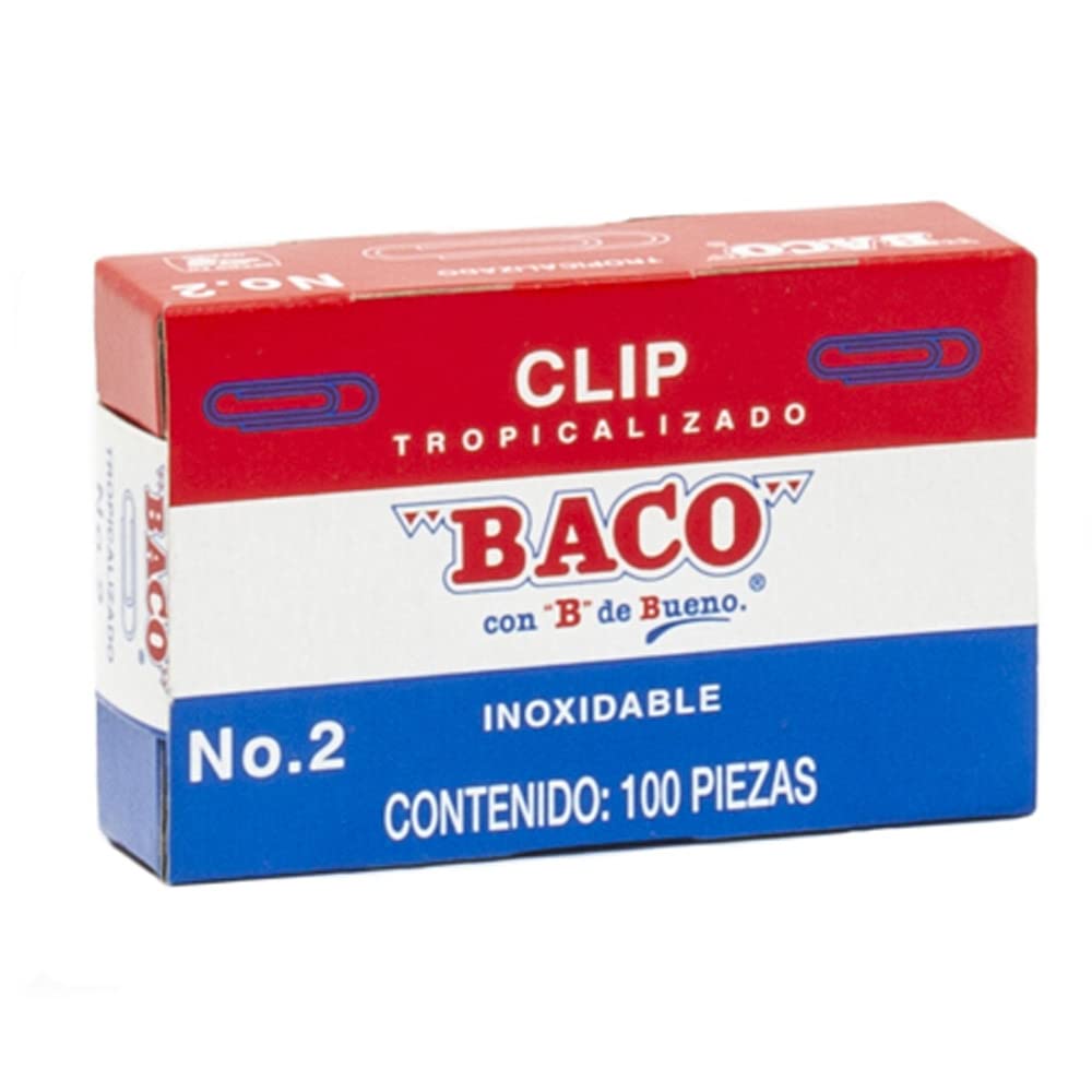 BACO Clip Tropicalizado Caja con 1000 clips tropizalizados sujetadores de hojas de alambre inoxidable gris plateado brillante sujetapapeles