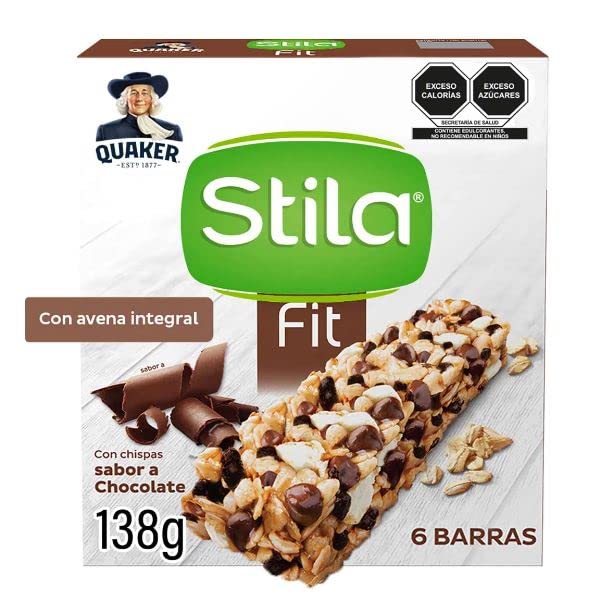 Stila Fit Quaker, Barras de Avena Sabor a Chocolate, caja con 6 unidades, 138g