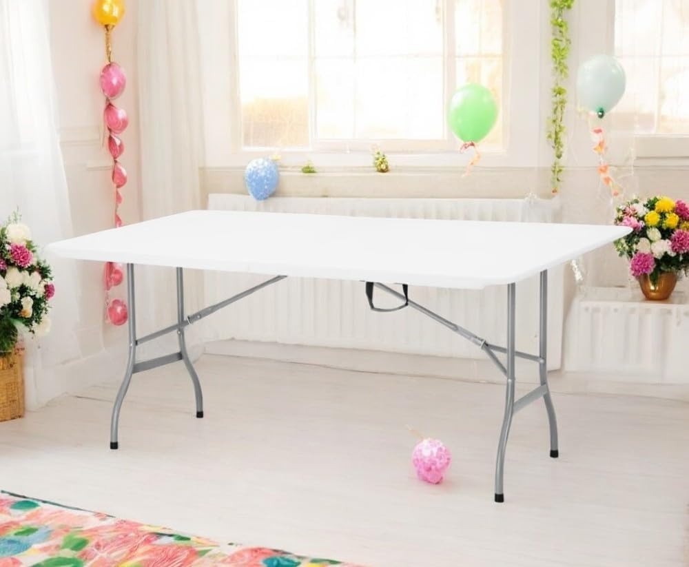 RIVARRO Mesa Plegable 1.80 Metros Extra Resistente Comedor para Jardin Plegable Mesa De Plastico Portafolio Mesa de Trabajo Multiusos Comedor Grande para Jardin