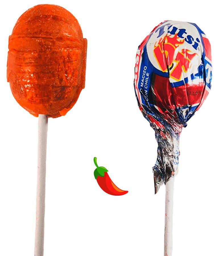 Tutsi Pop - Tutsi Hot paletas de caramelo sabor cereza con chile 80 piezas ideal para tus fiestas y eventos.
