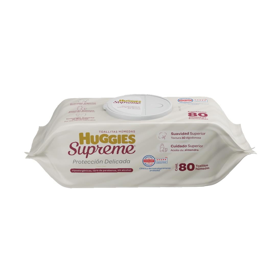 Huggies Supreme Protección Delicada, Toallitas Húmedas para Bebé, Caja con 960 Piezas (12 paquetes de 80 toallitas c/u)