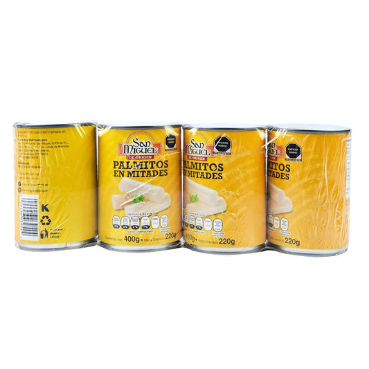 Tuny - Palmitos en Mitades San Miguel 4 Latas de 400 g c/u +1 cubrebocas high performance lavable gratis