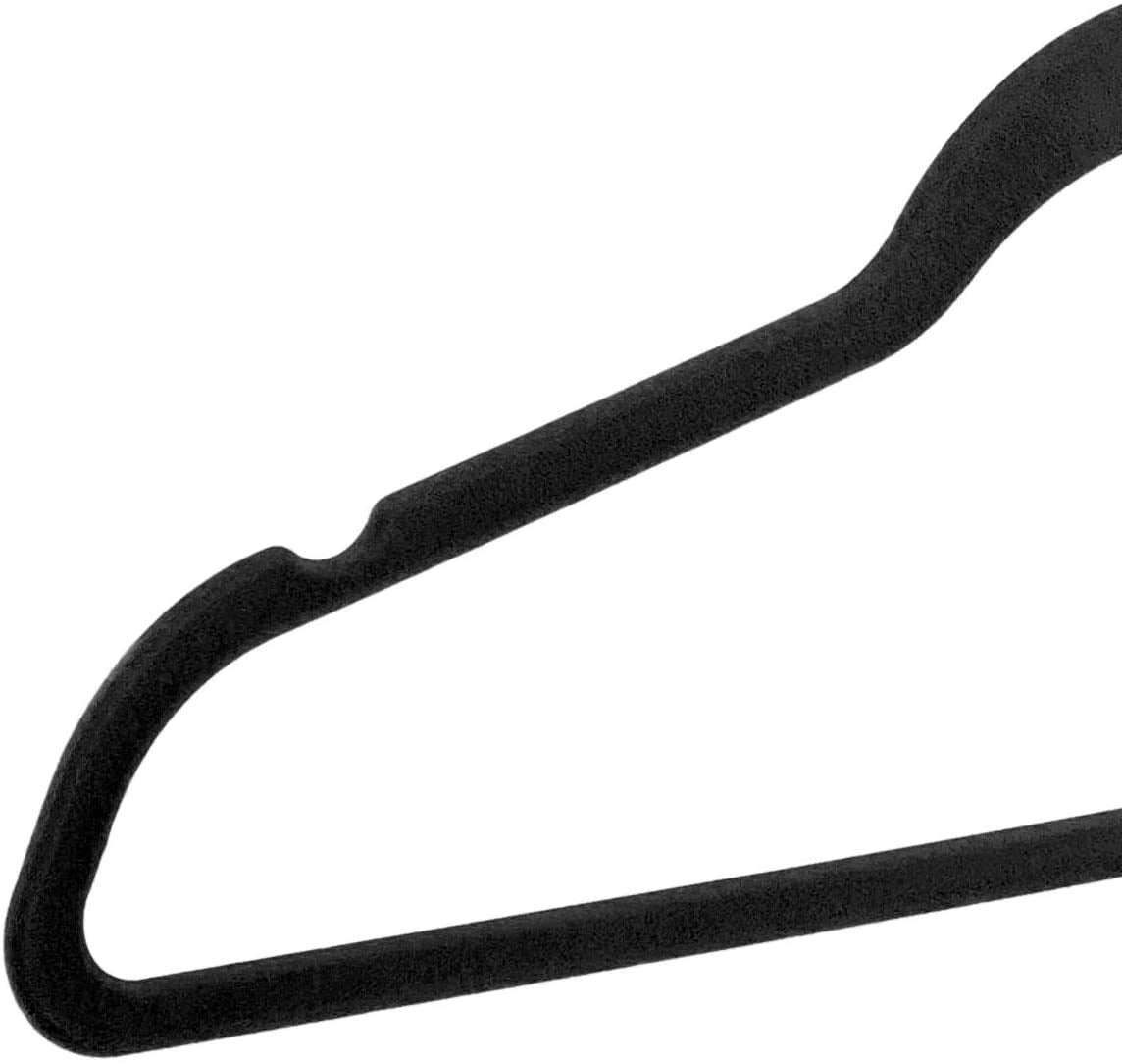 Ganchos - para Ropa de Terciopelo50 Unidades Caja Color Negro Perchas de Ropa Calidad Premium Gancho 360 grados para Camisas Sacos Chamarras Pantalones Pants y Ropa