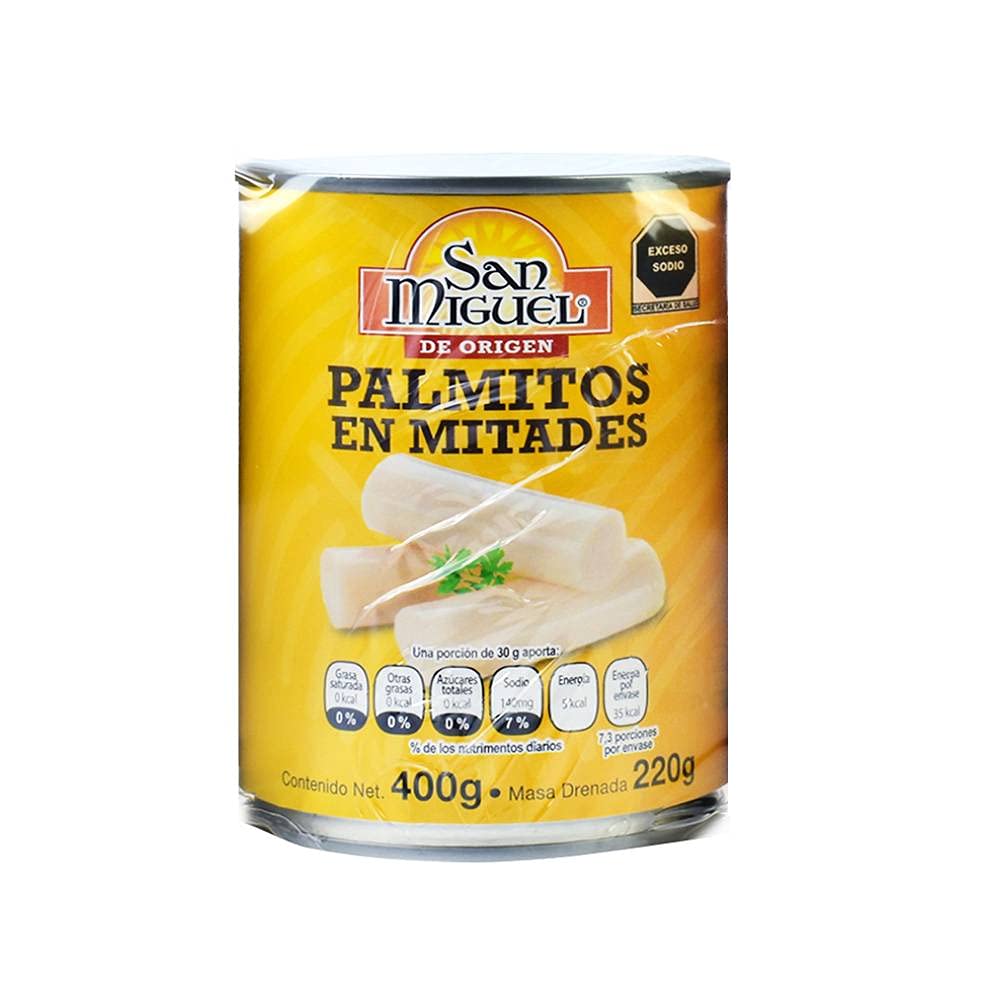 Tuny - Palmitos en Mitades San Miguel 4 Latas de 400 g c/u +1 cubrebocas high performance lavable gratis