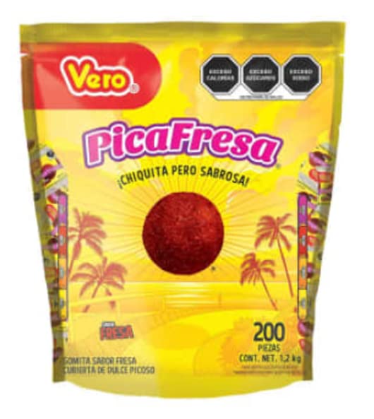Vero - Dulces Vero Pica Fresa Gomitas con chile dulces mexicanos 200 Unidades, 1200.0 gramo, 1 item