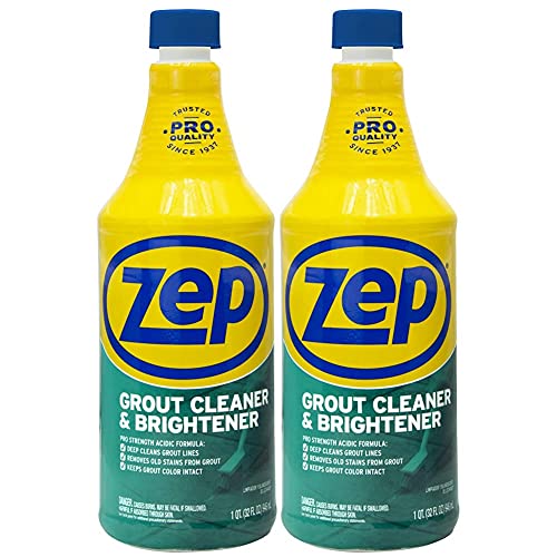 Zep Grout Cleaner and Brightener - 32 onzas (caja de 2) - ZU104632 - Fórmula de limpieza profunda que elimina las manchas viejas de la lechada