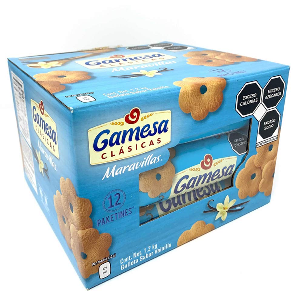 Maravillas - galletas gamesa maravillas | 12 paketines 1.2kg | pan | candy | cafe | leche | chocolates | snack | butter | vainilla | mermelada