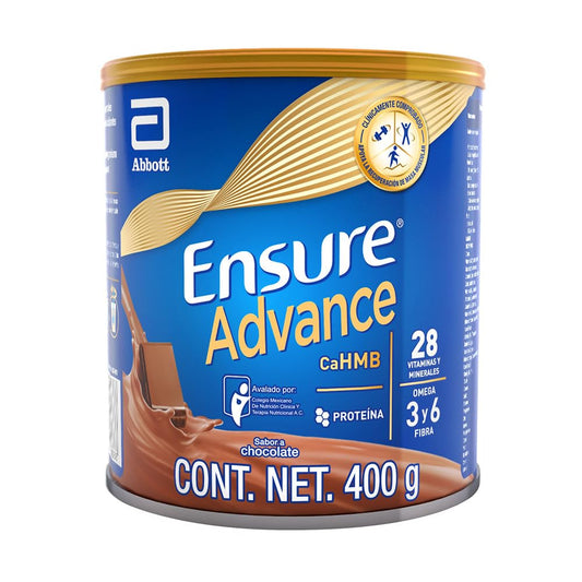 Ensure Advance - en Polvo 400g, Sabor Chocolate, Fuente de Proteínas y Nutrición Completa para Adultos, Clínicamente Probado
