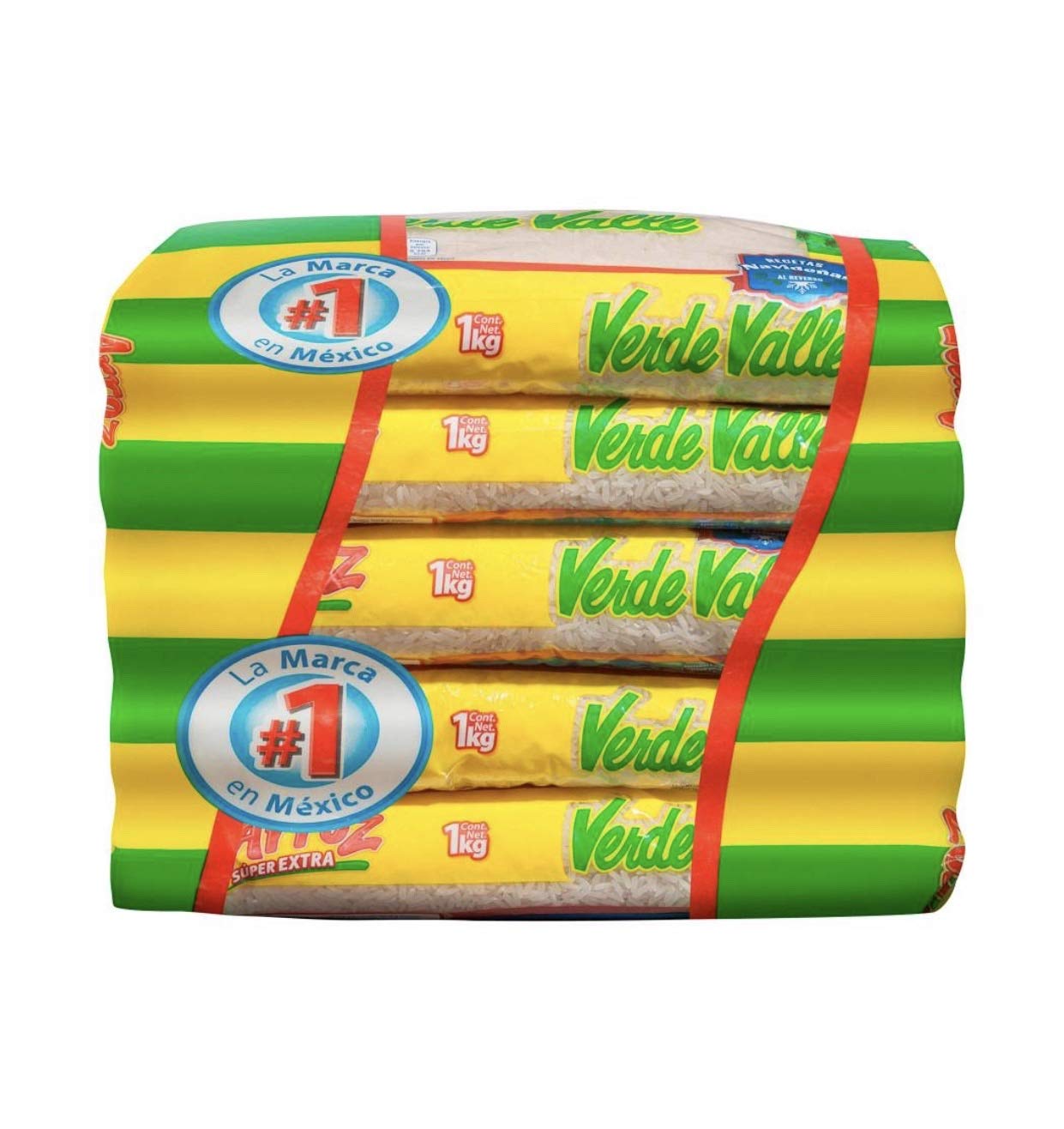 Verde Valle - ARROZ BLANCO SUPER EXTRA VERDE VALLE PAQUETE DE 5 PIEZAS DE 1 KILO ALBÓNDIGAS ARROZ CON LECHE SOPAS