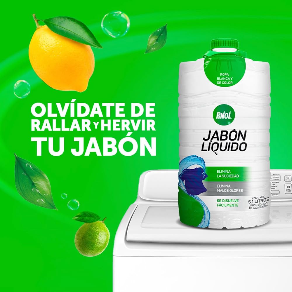 Pinol - Pinol Pinol Jabón De Barra Líquido Ropa Blanca Y De Color 5.1 L, color, 5.1 L, empaque pude variar