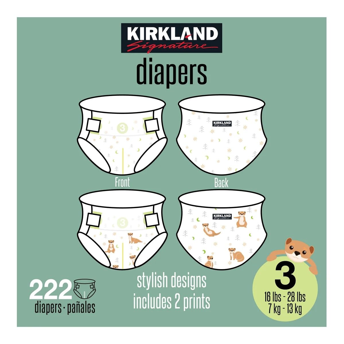 KIRKLAND SIGNATURE - Kirkland Signature Pañales, Talla 3 (222 unidades)