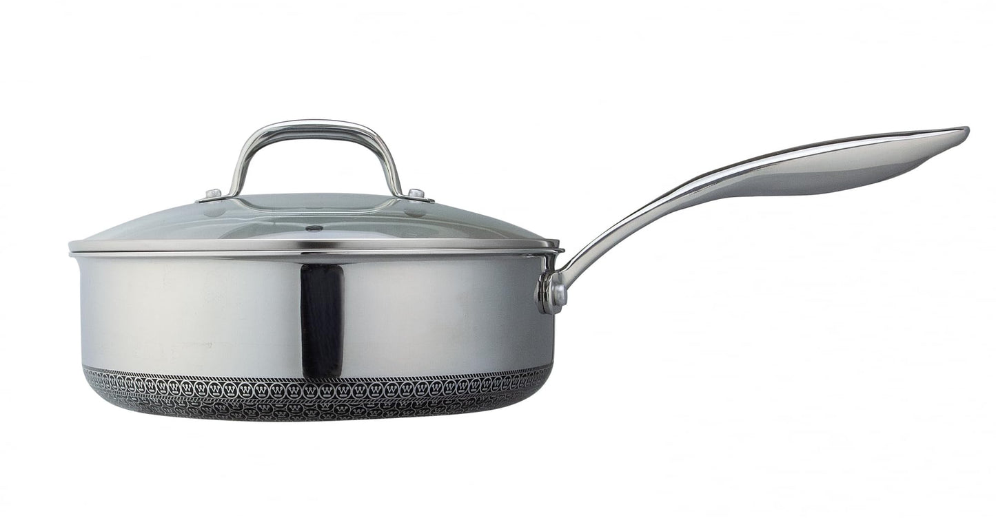 Westinghouse Olla de Acero Inoxidable con Tapa de Cristal Black Signature 24cm WCFP0130S24