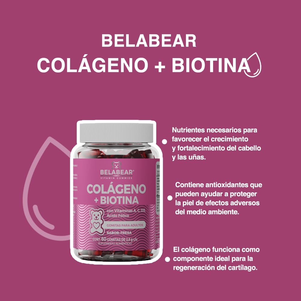 BELABEAR - Colágeno + Biotina 60 Gomitas by Belabear
