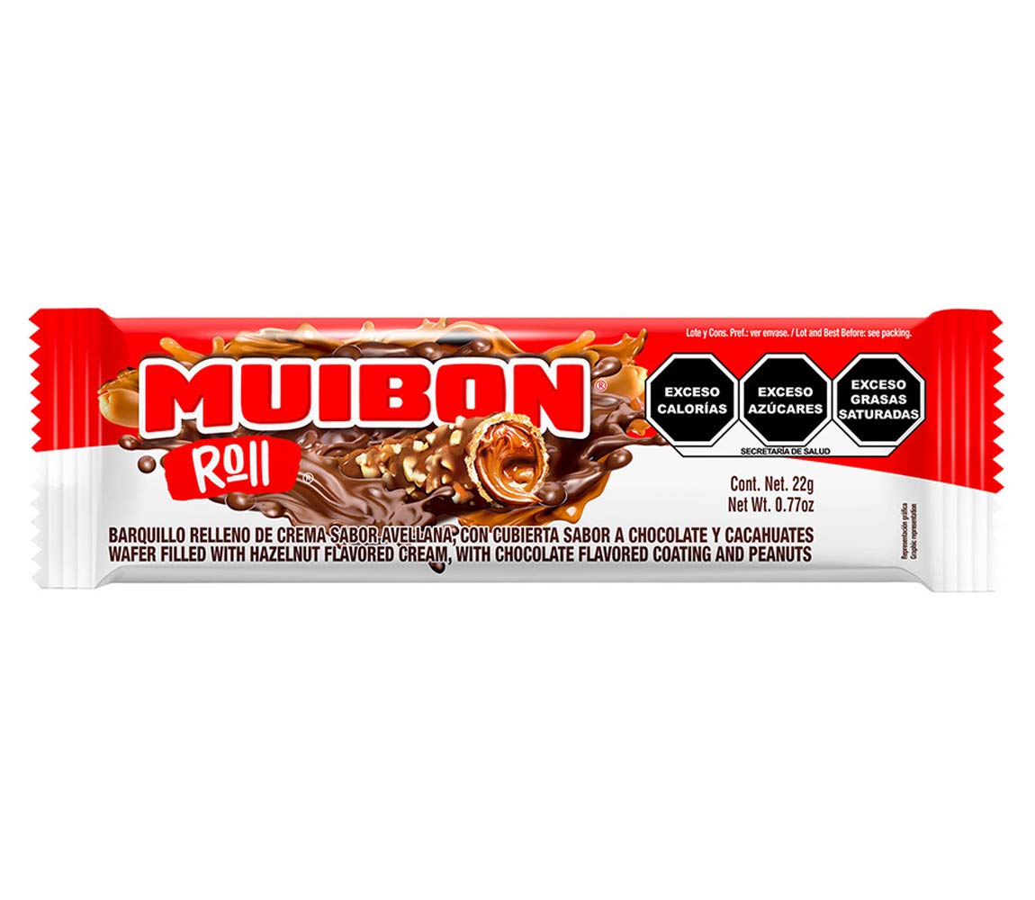 Muibon - Muibon Roll Barquillo con Chocolate, 40 piezas