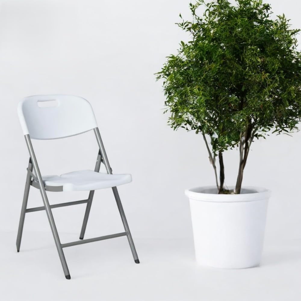 RIVARRO | Pack de 4 Sillas Plegables de Plastico Reforzadas, con Asiento y Respaldo Ergonico de 57cm X 83cm, Asientos para Interior y Exterior, Plegables y Apilables