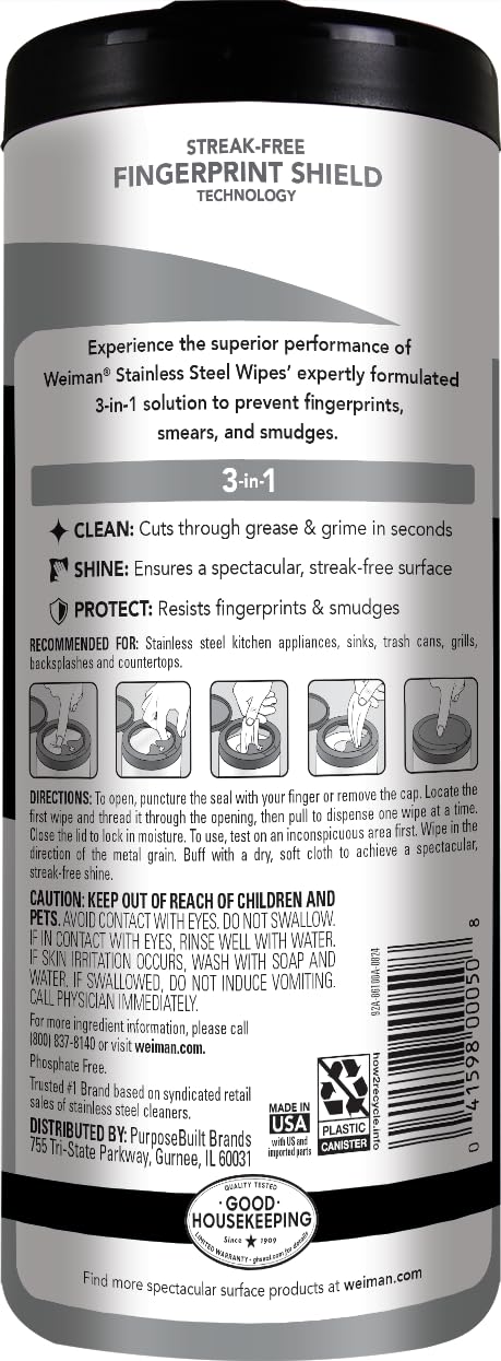 Weiman Products Toallitas de acero inoxidable, 30 unidades (paquete de 1)