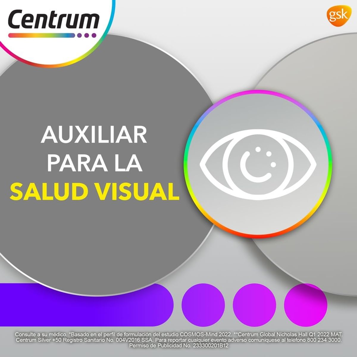 Centrum Silver +50 Multivitaminico, Con Magnesio, Vitamina B y Vitamina C, 60 Tabletas