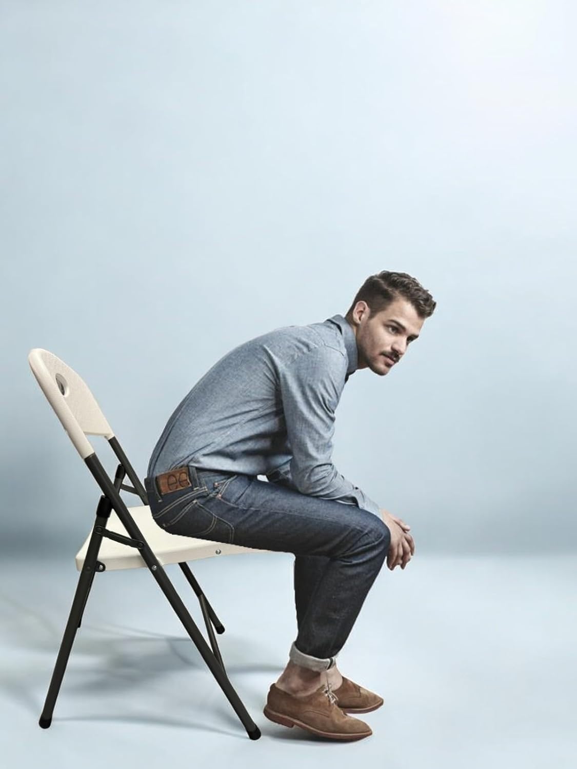 RIVARRO Pack 4 Sillas Plegables Estándar De Plástico Blanca, Ligeras, Interiores, Exteriores, Fiestas