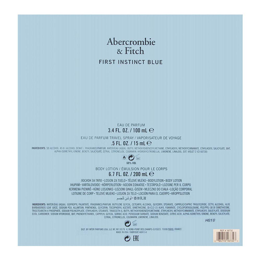 Abercrombie & Fitch - First Instinct Blue By Abercrombie & Fitch for Women 3 Piece Set Includes with Eau De Parfum Spray + Eau De Parfum Spray + Body Lotion