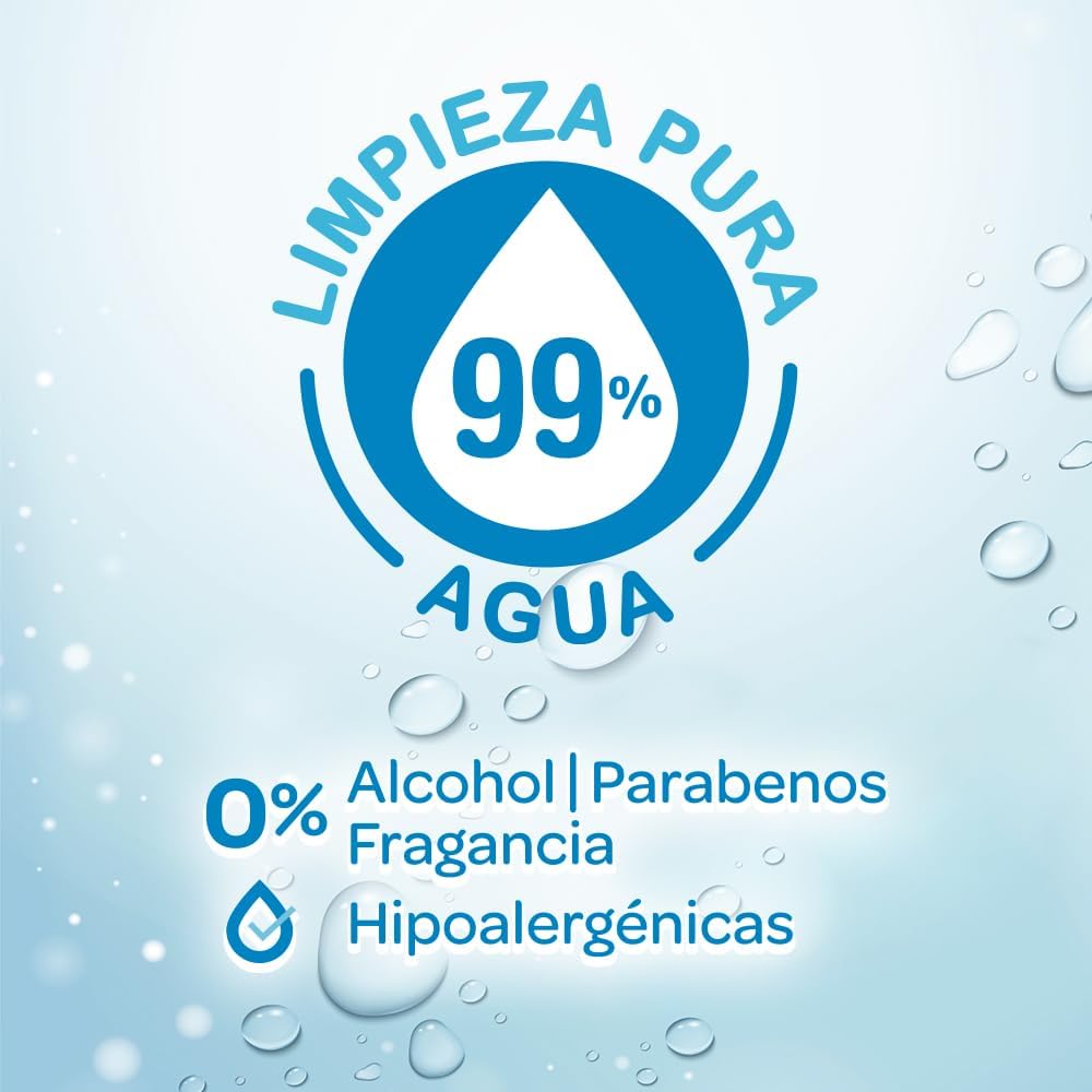 Huggies Cuidado Puro Toallas Húmedas para Bebé, Caja con 640 Piezas (8 paquetes de 80 toallitas c/u)
