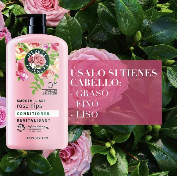 Acondicionador Herbal Essences Suavidad Rosa Mosqueta, 865 ml