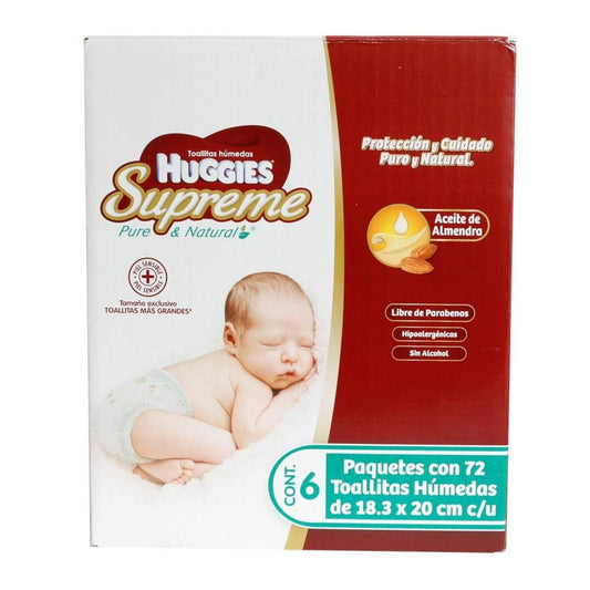 Huggies Supreme Pure Natural Toallitas Húmedas Huggies Supreme 432 piezas, bebé, unisex (Presentación puede variar)