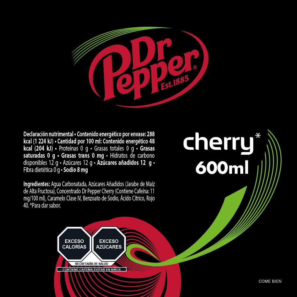 Dr Pepper Cherry 600 ml, Botella Pet (12 pack)