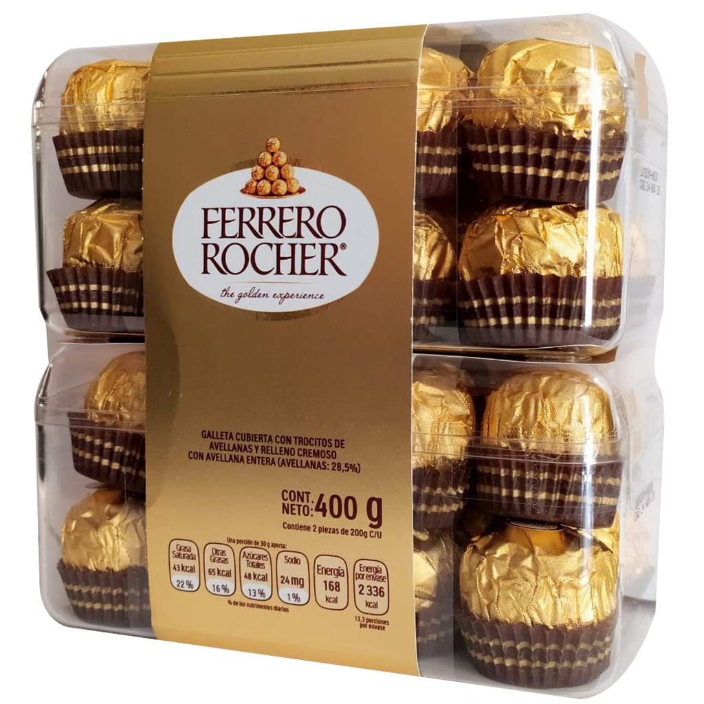 Ferrero Roche - Ferrero Rocher Chocolate Relleno Con Cobertura Tipo Galleta - 16 Piezas X 2, 32 Chocolates, 400 Gramos